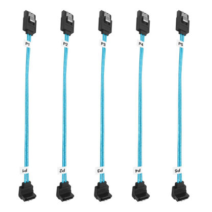Picture of ADCAUDX 5-Pack SATA III Cable 8-inch Short SATA-Right Angle-Cable 0.2M SATA 90-Degree Cable Thin-SATA Cable Flexible-SATA to SATA 90 Degree 6Gb-SATA Data Cable for Hard Drive (0.6FT)