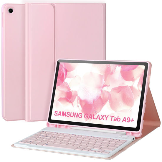 Picture of Keyboard Case for Samsung Galaxy Tab A9+/Plus 11’’ 2023(SM-X210/X216/X218),Case with Keyboard for Samsung Tab A9+ with S Pen Holder,Detachable Bluetooth Keyboard for Samsung A9 +Auto Wake/Sleep,Pink