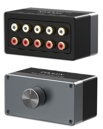 Picture of Cubilux AS-R4 4-Channel RCA Audio Selector, Bidirectional 4-Way Stereo RCA Aux Switcher, 1-Input to 4-Output / 4-Input to 1-Output RCA Switch
