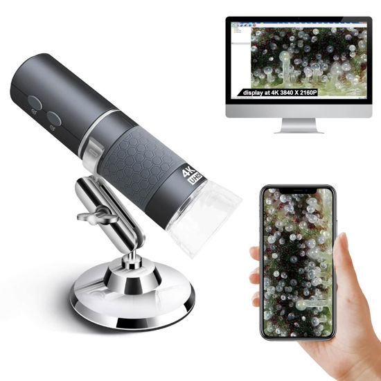 Picture of Ninyoon 4K WiFi Microscope for iPhone Android PC, 50-1000X USB Digital Microscope Wireless Super HD Endoscope Camera Compatible with All Cellphones iPad Android Tablet Windows Mac Chrome Linux