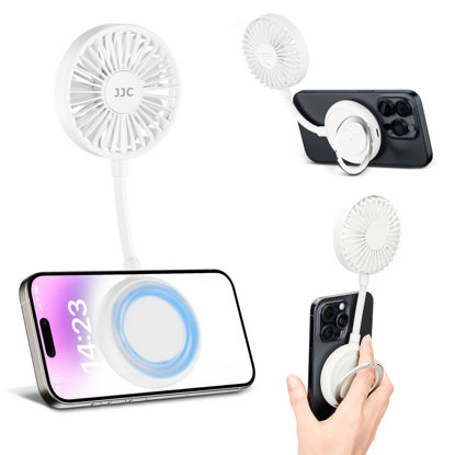 Picture of Magnetic Cell Phone Fan,3 Speeds Mini Personal Fan with Flexible Angle Design & Phone Ring,USB Desk Fan for iPhone 15 14 13 12 Pro Max Plus,Mag-Safe Case & All Phones,Portable Summer Outdoor Phone Fan