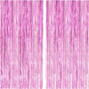 Picture of 2 Pcs 3.2ft x 8.2ft Shiny Pink Metallic Tinsel Foil Fringe Curtains Photo Booth Pink Backdrop for Birthday Wedding Bridal Shower Baby Shower Bachelorette Party Decorations