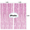 Picture of 2 Pcs 3.2ft x 8.2ft Shiny Pink Metallic Tinsel Foil Fringe Curtains Photo Booth Pink Backdrop for Birthday Wedding Bridal Shower Baby Shower Bachelorette Party Decorations