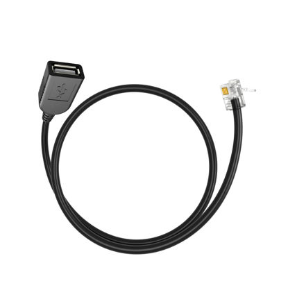 Picture of SYGGDERS RJ9 Male to USB Female Cable, 4P4C 4-pin with 30cm Circular Black Cable(Length: 30 Centimeters)