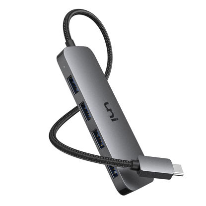 Picture of uni USB C to USB Hub 4 Ports 2ft, Sturdy Braided USB Type C to USB Adapter with 4 USB 3.0 Ports, Thunderbolt 3 to Multiport USB 3.0 Hub Adapter for MacBook Pro/Air 2020/2019, iPad Pro