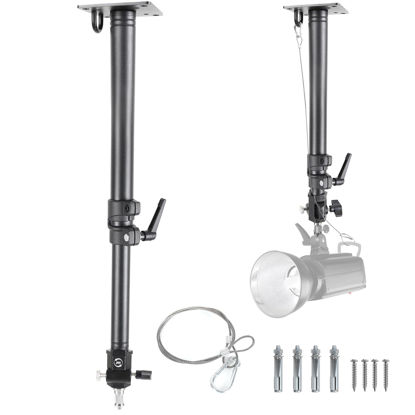 Picture of Photography Studio Ceiling Camera Mount 360° Rotation Wall Ceiling Light Mount Boom Arm Up to 28.3inch for Photo Video Monolights, Umbrellas, Reflectors, Overhead with 3/8" &1/4" Thread Adapter