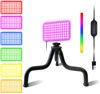 Picture of Fugetek RGB LED Video Light with Flexible Desktop Tripod, 77 RGB Beads, Wired Controller, USB Powered, Portable, 3200k-6500k, Streaming, TIK Tok, Photography