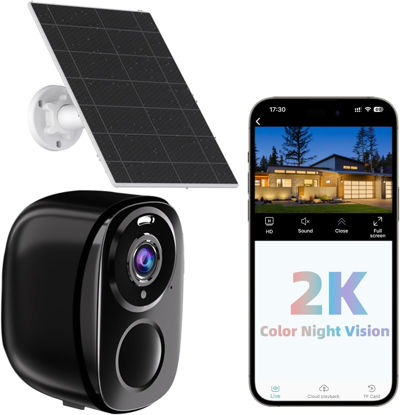 Picture of ELECCTV Security Cameras Wireless Outdoor, Battery Powered Security Cameras with IP65 Waterproof, Two-Way Audio, Color Night Vision, No Subscription WiFi Security Camera Suitable for Alexa