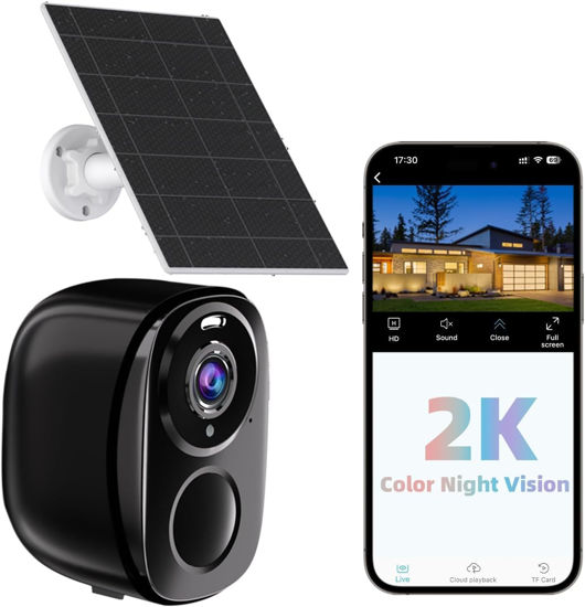 Picture of ELECCTV Security Cameras Wireless Outdoor, Battery Powered Security Cameras with IP65 Waterproof, Two-Way Audio, Color Night Vision, No Subscription WiFi Security Camera Suitable for Alexa