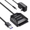 Picture of QWPVPYJY SATA to USB Adapter, USB 3.0 Hard Drive to USB Adapter for 2.5/3.5 inch HDD/SSD, USB to SATA Adapter, External Hard Drive Reader, 3.5 inch SSD Need 12V/2A Power Supply (with Power Supply)