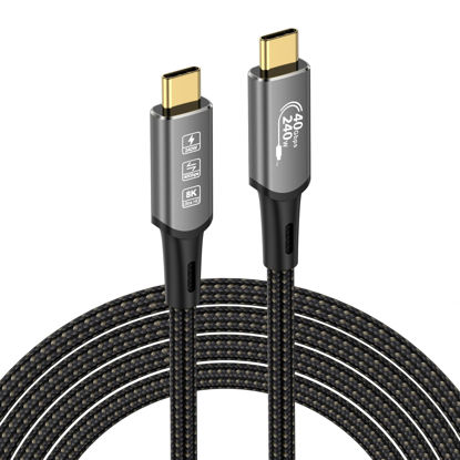 Picture of CABLEDECONN USB4 240W Thunderbolt 4 Extension 1M 3.3FT 8K USB C Cable M/M Fast Charging 40Gbps Data Transfer Ultra HD 7680 * 4320 8K@60Hz 4K@144Hz Video Cable Compatible with Different USB-C Devices