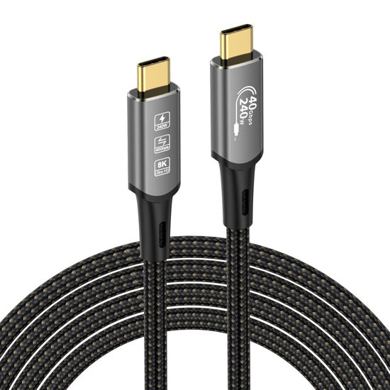 Picture of CABLEDECONN USB4 240W Thunderbolt 4 Extension 1M 3.3FT 8K USB C Cable M/M Fast Charging 40Gbps Data Transfer Ultra HD 7680 * 4320 8K@60Hz 4K@144Hz Video Cable Compatible with Different USB-C Devices