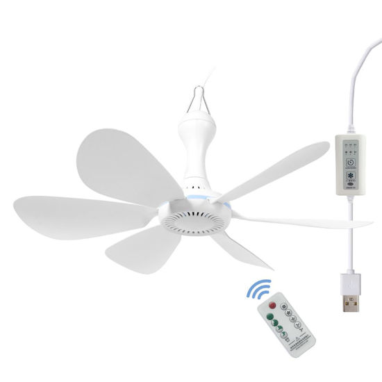 Picture of USB Mini Small Ceiling Fan quiet Camping RV Fans Emergency Portable Outdoor Hanging Gazebo Canopy Dorm Fans Silent For Tent,Hiking,Outages Home Room with Remote Battery operated,Power Bank powered