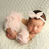 Picture of CUTEBBPHOTO Newborn Photography Outfits Girl Baby Photo Tutu Dress Newborn Photoshoot Romper Baby Picture Bodysuit Lace Outfit (Beige)