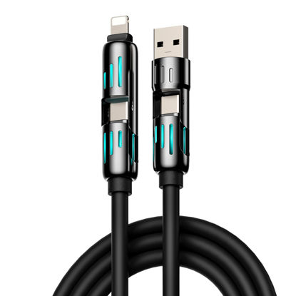 Picture of MFish 4-in-1 Multi USB Charging Cable -MAX 240W Fast Charging/Charger Cord with USB A+Type C for iPhone 16/15 14 13 iPad Samsung Galaxy MacBook iPad Tablets and More (Rich Black, 6.6Ft)