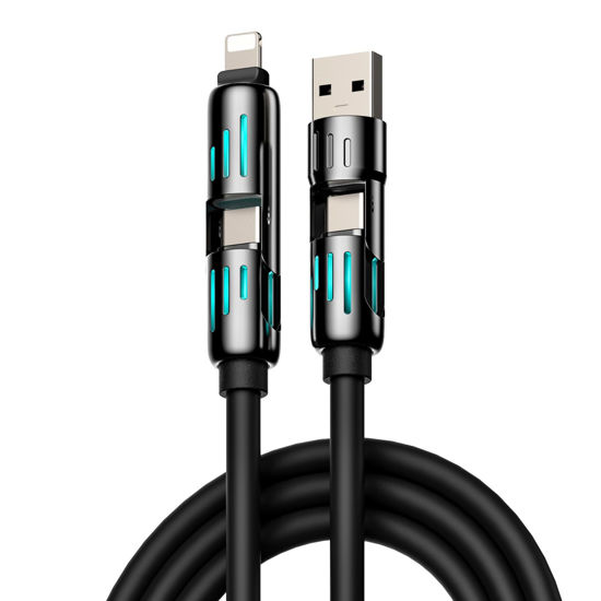 Picture of MFish 4-in-1 Multi USB Charging Cable -MAX 240W Fast Charging/Charger Cord with USB A+Type C for iPhone 16/15 14 13 iPad Samsung Galaxy MacBook iPad Tablets and More (Rich Black, 6.6Ft)