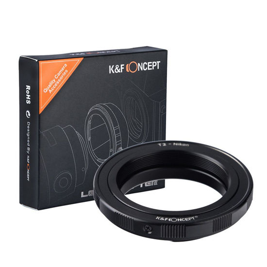 Picture of K&F Concept Lens Mount Adapter Compatible with T-Mount T T-2 T2 Screw Mount Lens to Nikon Nikkor AI F Mount Cameras Compatible for Nikon D3400 D3200 D5600 D5300 D7200 D7500 D750 (T2-Nikon)