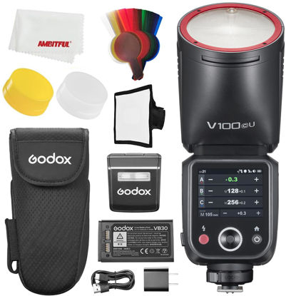 Picture of Godox V100 C V100C 100Ws TTL Li-ion Round Head Flash for Canon Camera,One-Tap Pairing with X3,400 Full Power Flashes,1.7s Recycle Time, SU-1 Sub Flash for Canon Cameras (USA Versions)
