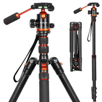 Picture of 68" Tripod for Camera, 2 in1 Camera Tripods & Monopods with Removable Handle, Professional CNC Ball Head Camera Tripod, Heavy Duty Tripod for DSLR Camera Lasers Spotting Scope Binoculars Telescope