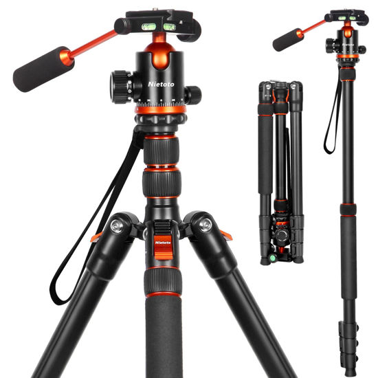 Picture of 68" Tripod for Camera, 2 in1 Camera Tripods & Monopods with Removable Handle, Professional CNC Ball Head Camera Tripod, Heavy Duty Tripod for DSLR Camera Lasers Spotting Scope Binoculars Telescope