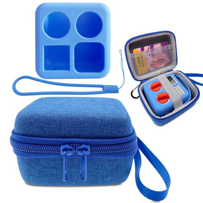 Picture of Hard Carrying Case and Silicone Skin Cover for YOTO Mini Screen-Free Bluetooth Audio Player, Compatible Accessories for Yoto Mini Make Your Own Card - Kids Screen-Free Bluetooth Audio Player (Blue)