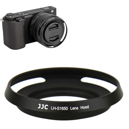 Picture of JJC Screw-in Mount Metal Lens Hood Shade Protector for Sony E PZ 16-50mm f/3.5-5.6 OSS & OSS II SELP1650 Lens On Sony ZV-1F ZV1F ZV-E10 A6600 A6500 A6400 A6300 A6100 A6000 A5100 A5000