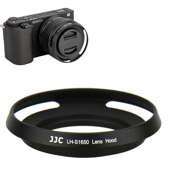 Picture of JJC Screw-in Mount Metal Lens Hood Shade Protector for Sony E PZ 16-50mm f/3.5-5.6 OSS & OSS II SELP1650 Lens On Sony ZV-1F ZV1F ZV-E10 A6600 A6500 A6400 A6300 A6100 A6000 A5100 A5000