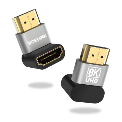 Picture of VCELINK 8K@60Hz HDMI Right Angle Adapter, 90 Degree and 270 Degree HDMI Adapter Male to Female, HDMI 2.1 Cable Adapter with 4K@120Hz, HDR, eARC for for HDTV Switch Laptop PS4 PS5 Xbox, 2-Pack