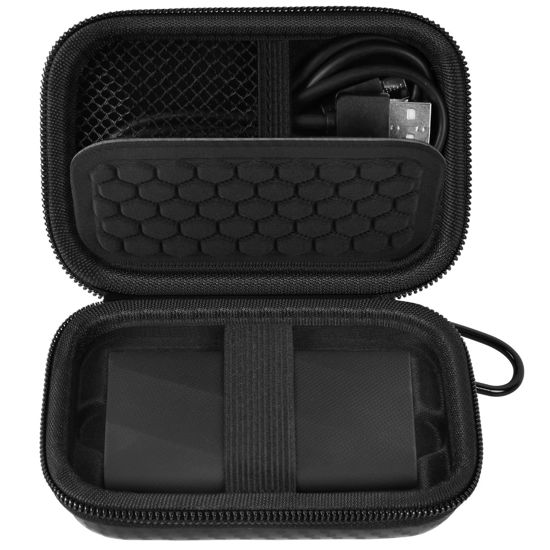 Picture of Carrying for Samsung T9/ T7/ T7 Shield Portable SSD 4TB 2TB 1TB, USB External Solid State Hard Drive Storage Travel Carrying Holder Fits for USB Cable (Full-Black)-Box Only