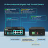 Picture of YuanLey 10 Port Industrial Switch with 8 Port PoE Gigabit & 2X SFP Port, Unmanaged PoE Switch with 120W Power Adapter, IEEE802.3af/at, VLAN & RSTP, Din-Rail PoE Switch for IP Camera, VoIP Phones,AP