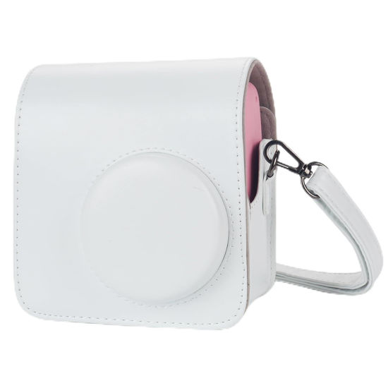 Picture of Phetium Instant mini SE Protective Camera Case Compatible with Instax Mini SE Film Camera, PU Leather Cover Bag with Pocket and Adjustable Shoulder Strap (Ｗhite)