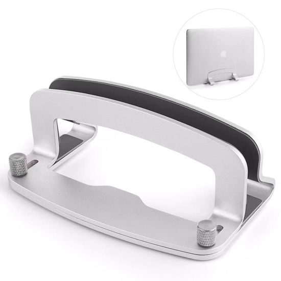 Picture of LOTEYIKE Aluminum Vertical Laptop Stand, MacBook Pro Laptop Vertical Stand Dock Holder with Adjustable Slot Fits All Laptops Notebook Tablets MacBook Air- Save Space & Improve Airflow, Silver