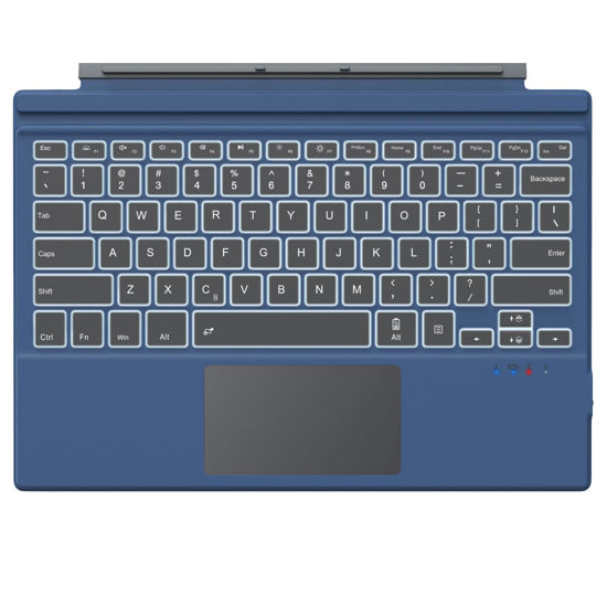 Picture of MoKo Type Cover Fit Microsoft Surface Pro 7 Plus/Pro 7/ Pro 6/ Pro 5/Pro 4/3, Ultra-Slim Wireless Bluetooth Tablet Keyboard with Trackpad, 7-Color LED Backlit, Built-in Rechargeable Battery, Indigo