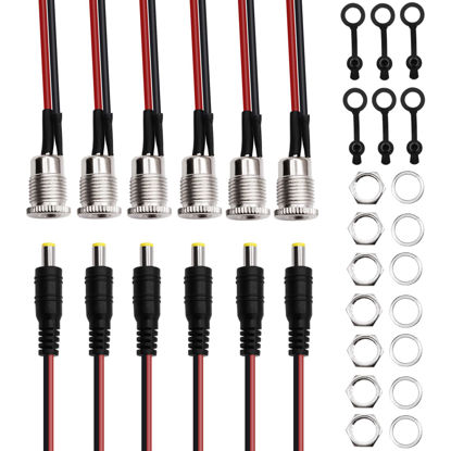 Picture of Seamaka 6pack 5.5 x 2.1 mm DC Power Jack Socket and Female DC Threaded Barrel Jack Panel Adapter,with Dustproof Plug O-P-036-N