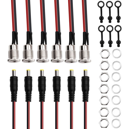 Picture of Seamaka 6pack 5.5 x 2.1 mm DC Power Jack Socket and Female DC Threaded Barrel Jack Panel Adapter,with Dustproof Plug O-P-036-N
