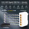 Picture of Gigabit PoE Passthrough Switch, 1 PoE in 4 PoE Out Extender, IEEE802.3af/at/bt PoE Powered 90W, 10/100/1000Mbps Ethernet, Din Rail & Wall Mount Plug and Play