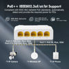 Picture of Gigabit PoE Passthrough Switch, 1 PoE in 4 PoE Out Extender, IEEE802.3af/at/bt PoE Powered 90W, 10/100/1000Mbps Ethernet, Din Rail & Wall Mount Plug and Play