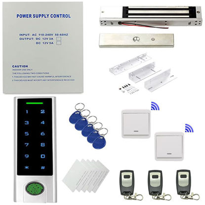 Picture of Waterproof Metal Fingerprint keypad Device Magnetic Lock System with Remote Control&Wireless exit Button Phone app remotely add/Delete User Open Door