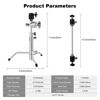 Picture of Supon 20" Mini Pocket C Stand, All-Metal Adjustable Small 20.8" C-Stand Short Tripod Stand with 13" Boom Arm Grip Head, 3 Ball Head, Sliding Leg for camera, smartphone, light, mic photography - Silver