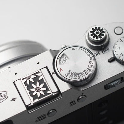 Picture of DBZZ Camera Soft Release Button, Shutter Button for Fujifilm X100VI X100V X-E4 X-E3 X-T5 X-T4 X-T3 X-T30 II X-T20 X-PRO3 (Black Daisy Set)