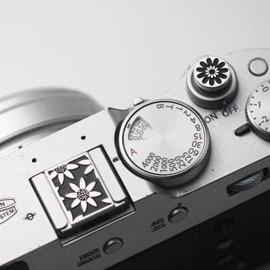 Picture of DBZZ Camera Soft Release Button, Shutter Button for Fujifilm X100VI X100V X-E4 X-E3 X-T5 X-T4 X-T3 X-T30 II X-T20 X-PRO3 (Black Daisy Set)