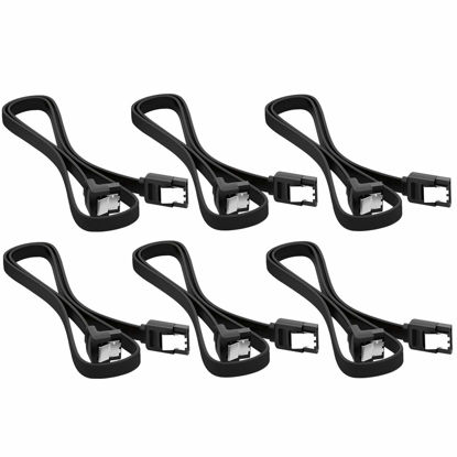 Picture of AYECEHI 6 Pack 90 Degree Right Angle SATA III 6.0 Gbps Cable (SATA 3 Cable) with Locking Latch Black - 12 Inches for SATA HDD, SSD, CD Driver, CD Writer
