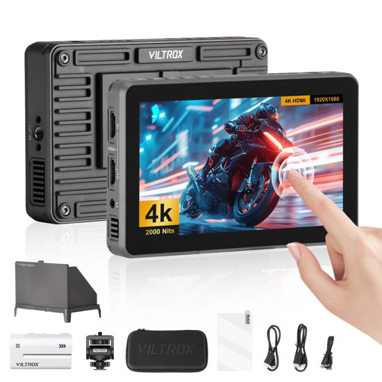 Picture of VILTROX DC-X3 6" Camera Field Monitors DCX3 for DSLR Touchscreen External Monitor 4k 2000nits X3 Monitor for Sony Canon Nikon 3D LUT 1920x1080 IPS with Sunshield 2200 MAh Battery