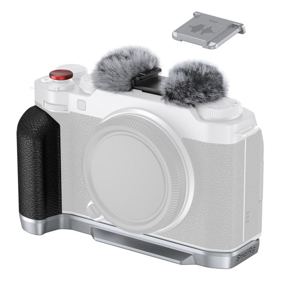 Picture of SMALLRIG X-M5 Handgrip L-Shape Grip for FUJIFILM X-M5, Built-in Quick Release Plate for Arca, Lightweight Silicone Side Handle, Includes Windshield with Cold Shoe Adapter (Sliver) - 4875