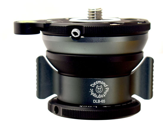 Picture of Desmond DLB-65 65mm Leveling Base for Tripod w Easy Grip Butterfly Lock Collar 40lb Max Load +/-15° Tilt