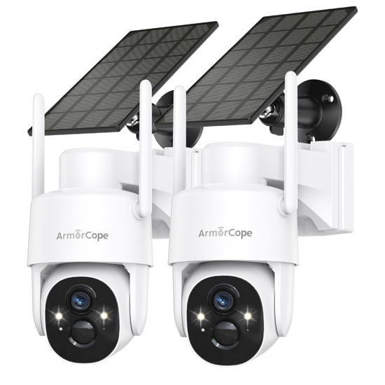 Picture of Armorcope Solar Security Cameras Wireless Outdoor,360° View Battery Powered with Spotlight Color Night Vision,2K WiFi Home Security,PIR Sensor,Wireless Easy Install, 2.4 GHz Wi-Fi