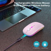 Picture of AIKOKOK Wireless Bluetooth Mouse Rechargeable Laptop Mouse Portable LED Computer Mice Use(BT5.2 and USB 2.4G) Dual Mode Connection Silent Slim Mouse for Laptop/iPad Tablet/Apple MacBook/PC (Pink)