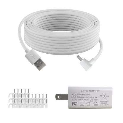 Picture of 33 FT Camera Power Cord for Ring Stick Up Cam Plug-in Battery Charger, Weatherproof Extension Cable Flat