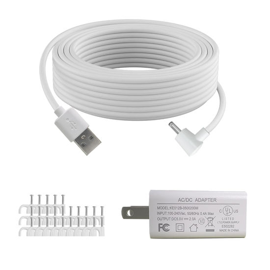 Picture of 33 FT Camera Power Cord for Ring Stick Up Cam Plug-in Battery Charger, Weatherproof Extension Cable Flat