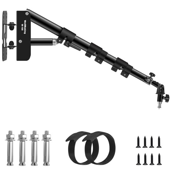 Picture of Wellmaking Wall Mount Triangle Boom Arm 39.37inch/100cm, Ring Light Mount Support 180°Flexible Rotation Comes with Tilt Swivel Mount for Studio Video Light, Monolight, Photography, Softbox, Reflector